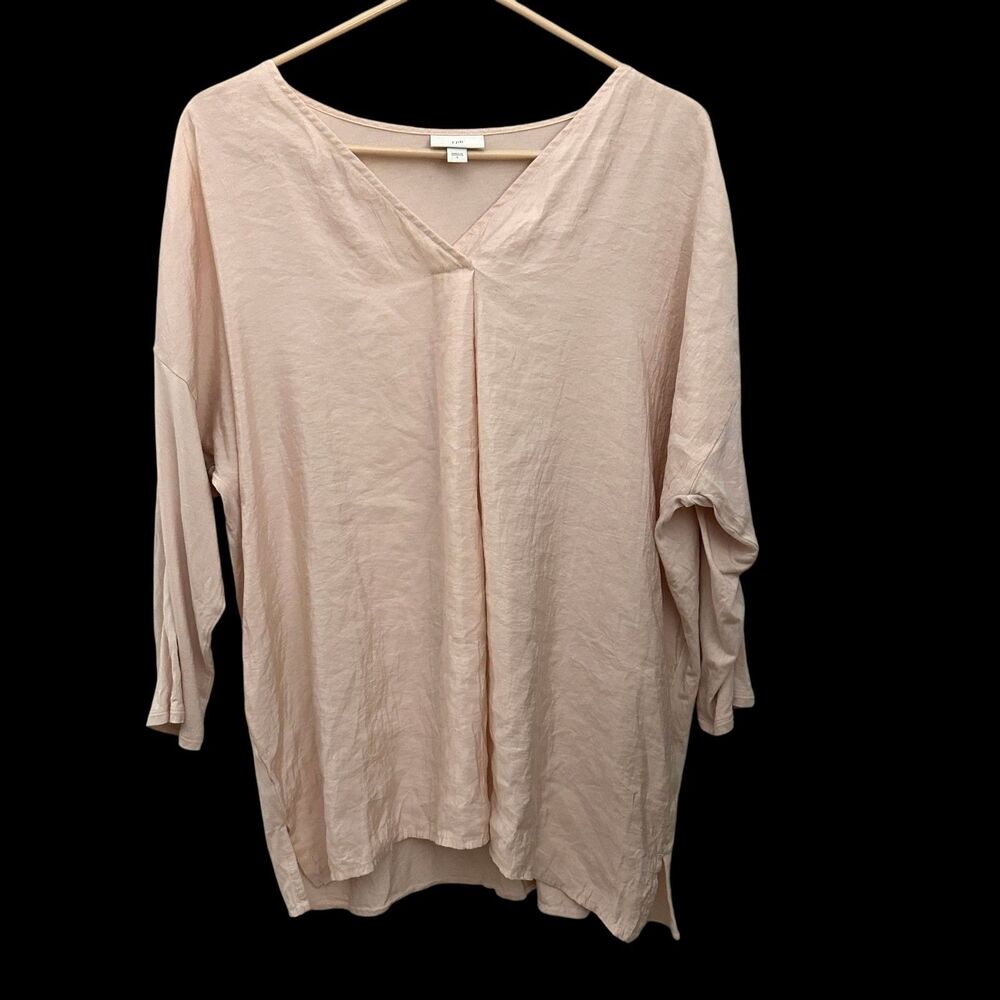 J. Jill‎ Pale Pink Modal Knit Rayon Blend V-Neck Dolman Sleeves Blouse Size L